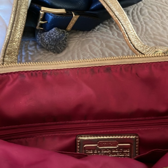 Coach Poppy Signature Collection Gold Metallic Tote - Picture 6 of 12